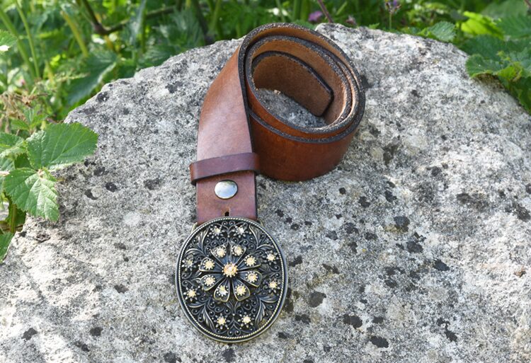 belt-on-stone Aztec Beaded Belt with Art Deco Buckle