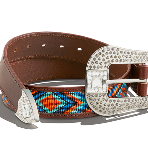 Aztec Beaded Belt with Art Deco Buckle