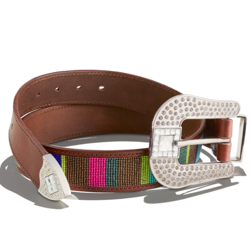 Blackshaw's Leather Diamanté Beaded Belt