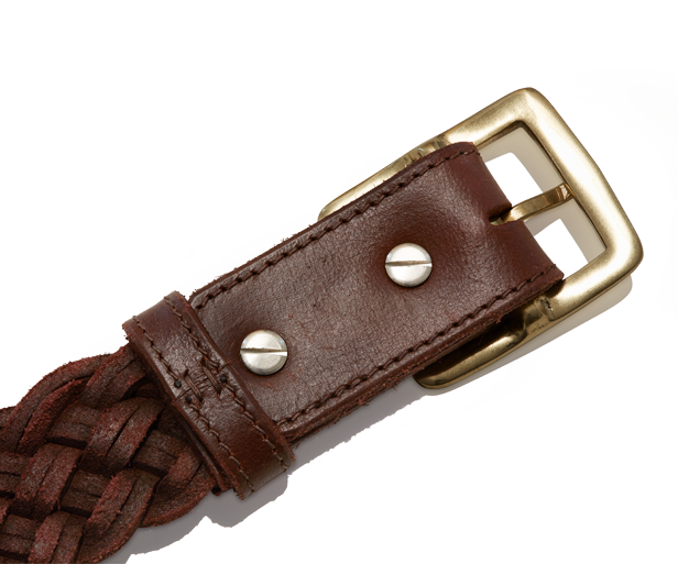 Plaited Belt_Screws Leather Belt with Changeable Buckle